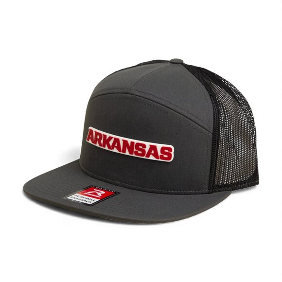 Arkansas Razorbacks ARKANSAS Red 3D Snapback Seven-Panel Trucker Hat- Charcoal - Picture 2 of 3